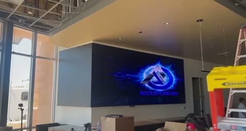 Meriwest Milpitas LED video wall — 96-degree corner in motion