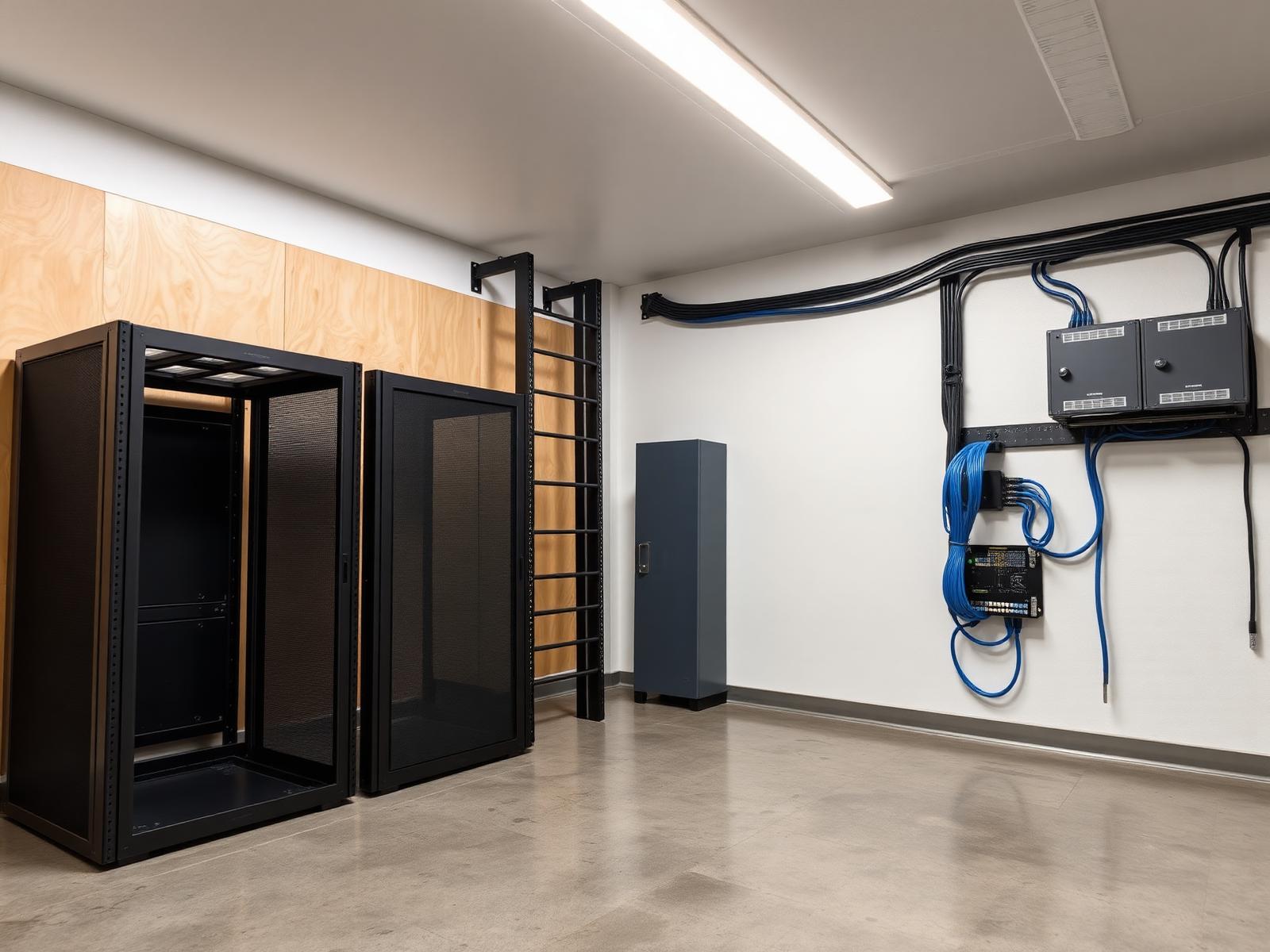 MDF room build with new rack, ladder rack and grounded backbone.